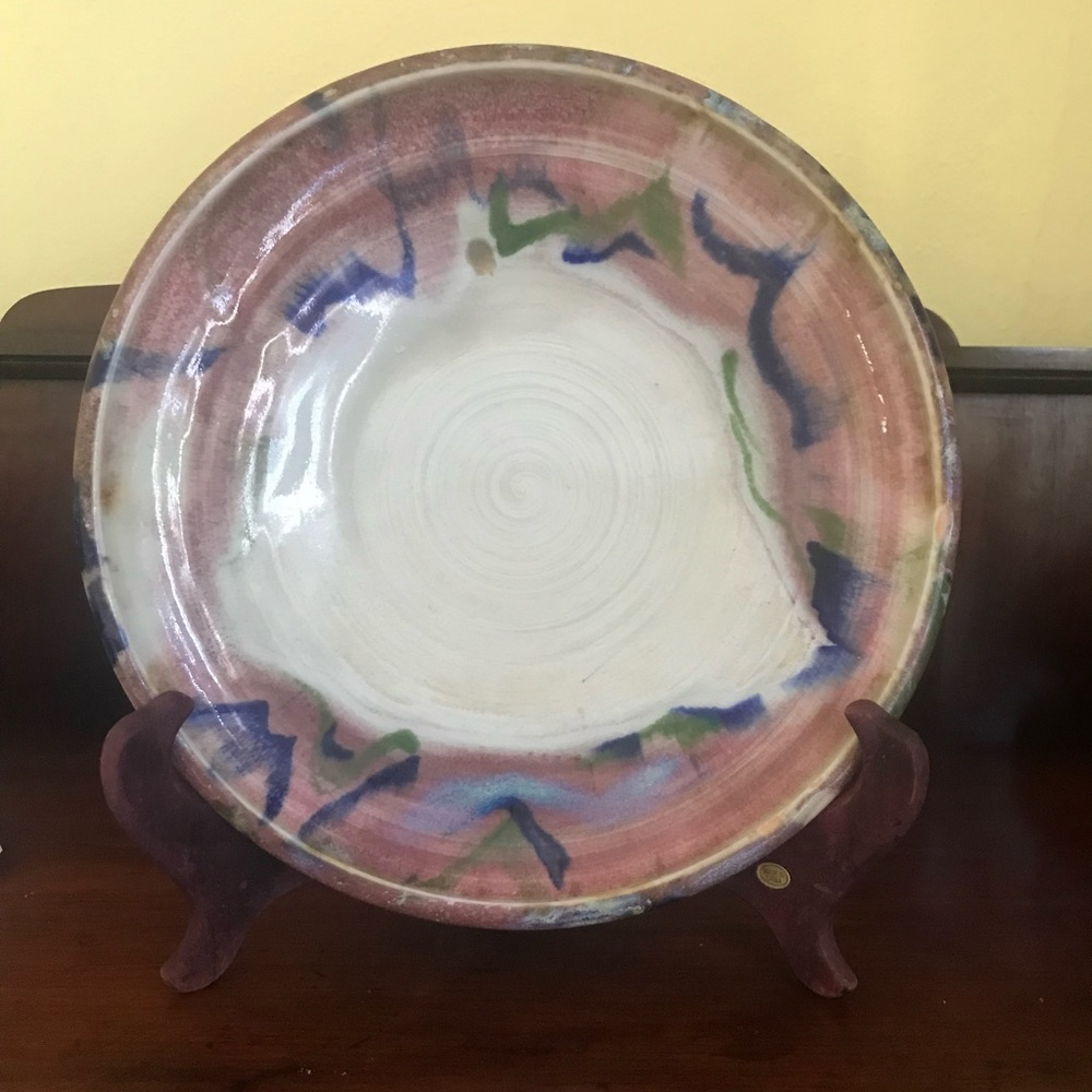 Vintage Don Mcwhorter stoneware pottery. Beautiful plate. Signed. 1998